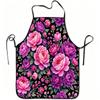 1pc Pink and Purple Peony Floral Print Apron, Durable and Easy To Clean, Adjustable Waistband, Polyester Material, for Kitchen Cooking, Gardening, Orc