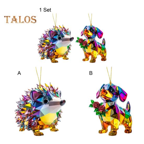 1/2Pcs Automobile Pendants with Lanyard Easy To Hang Colorful Crystal Design Sparkling Acrylic Ornaments Hedgehog Dog Pendants