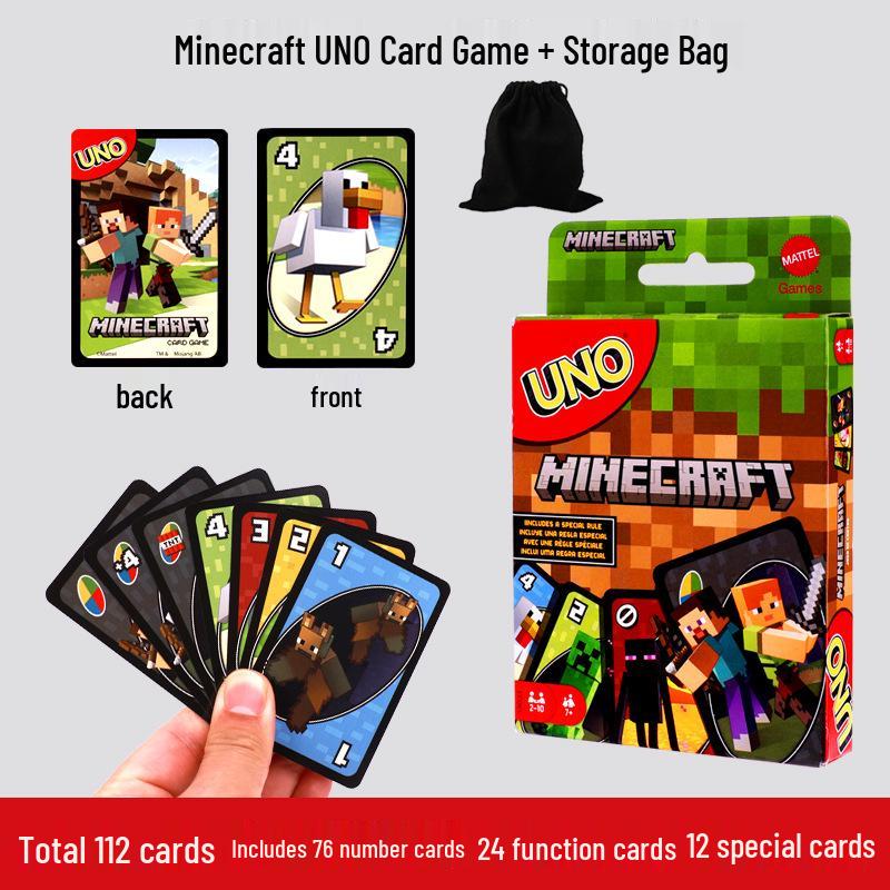 UNO Minecraft Edition: Genuine Mattel Playing Cards for Casual Multiplayer and Happy Party Games.