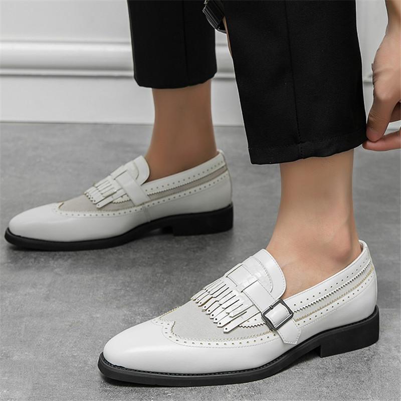 Marken Designer Neue Herren Spitze Quasten Lackleder Kleider Freizeit Schuhe Gemischte Monk Strap Loafer Hochzeits Heimkehr Schuhe