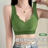 Women Wide Shoulder Seamless Wireless Vest Style Gathering Bra With Chest Pad