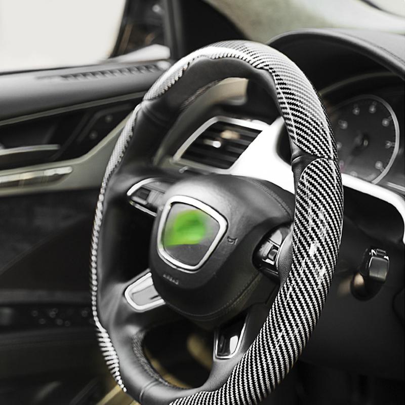 SEAMETAL Carbon Fiber Car Steering Wheel Cover Anti Slip Steering Wheel Protector Cover Durable Wear-resistant