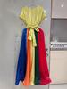 Elegant Pleated Patchwork Dress: African & Western Style for Women