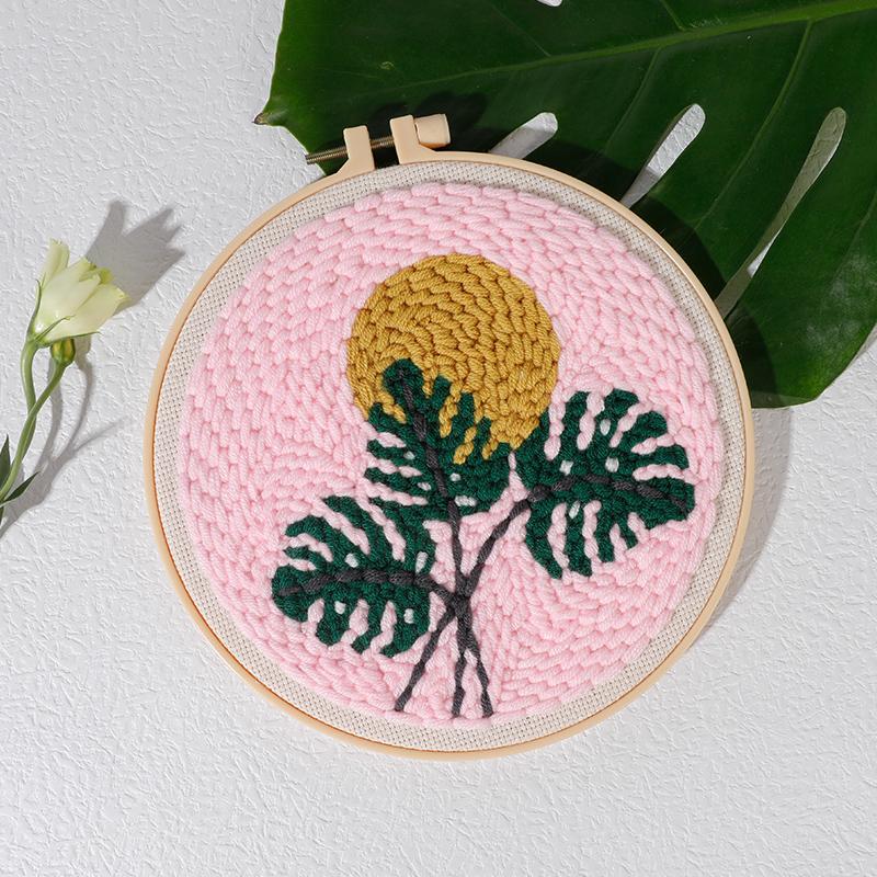 Russian DIY Punch Needle Embroidery Kit: Includes Yarn, Needle, Latch Hook, & Hoop for Knitting & Ornament Crafting