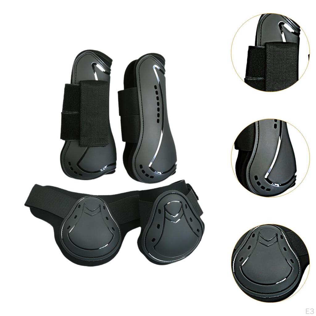 4 Stück Pferde Sehnenstiefel Schutzbandagen Wiederverwendbar Bequem Tragbar Outdoor für