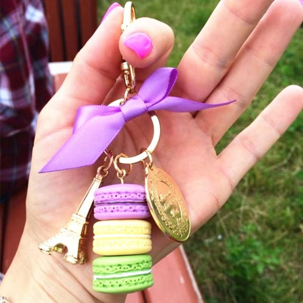 Bag Charm Macaron Cake Pendant Zinc Zinc Alloy Bowknot Macaron Key Ring  Purse Handbag