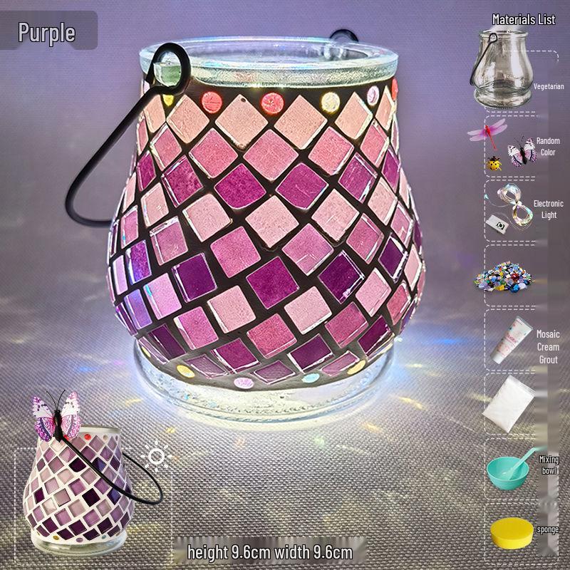 Glass Mosaic Candle Holder DIY Kit: Handmade Parent-Child Educational Toy for Children's Day