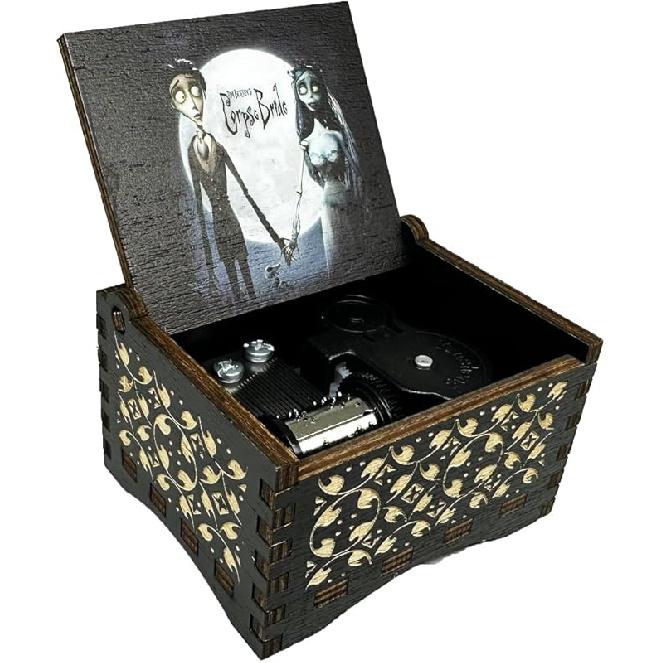 Youtang CorpseBride Wooden Music Box, Antique Engraved Case, Birthday Gift/Valentine s Day Gift/Mother s Day/Fathers Day/Children s Presents/Home Hand crank чёрный