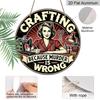 2D Flat, 1pc of 7.87 X 7.87 Inch Round Aluminum Sign, Funny "Crafting Because Murder Is Wrong" Vintage Plaque, Sewing Craft Room Decor, Metal Wall