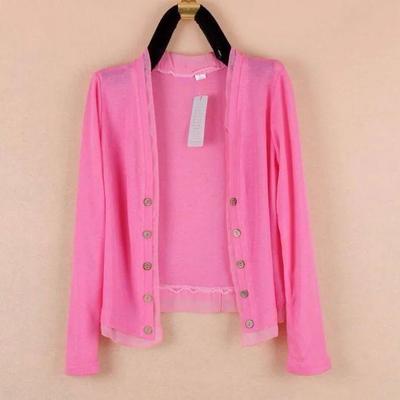 Maglione da Donna Primaverile ed Estivo a Maglia Semplice Sottile Monocolore Manica Lunga Taglia Plus con Bottoni Capispalla Protezione Solare