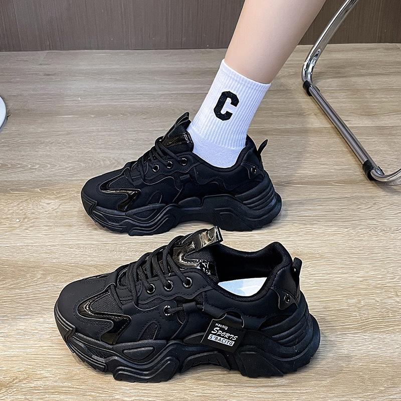 

ins Korean version of dad shoes women s 2024 spring and autumn new Internet celebrity versatile breathable mesh platform casual sports shoes 35 чёрный