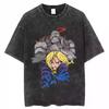 Anime Fullmetal Alchemist Brotherhood Cornice Gotica Fratelli Stampa Grafica T-Shirt Uomo Donna retro Lavato Girocollo Cotone Oversize streetwear moda Top