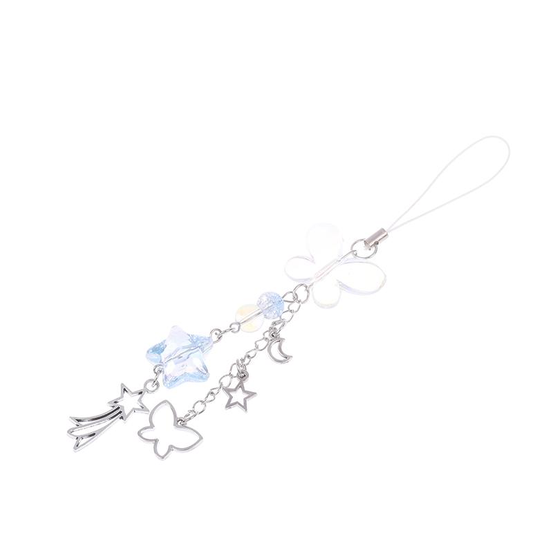 Y2K Cute Butterfly Star Phone Chain Anti-loss Charm Strap Keychain Lanyard Pendant INS Bag Camera Decoration
