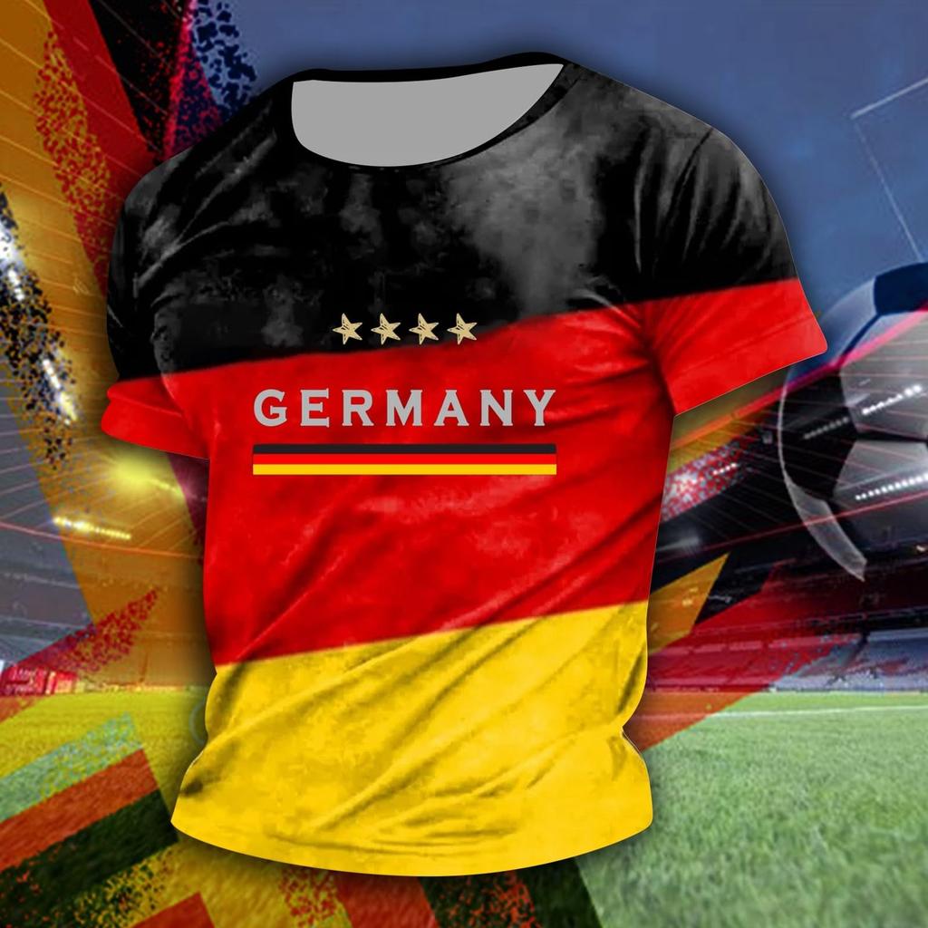 Short Sleeve Crew Neck T Shirt with Flag Inspired Print Lightweight Breathable Casual Top for Men and Women