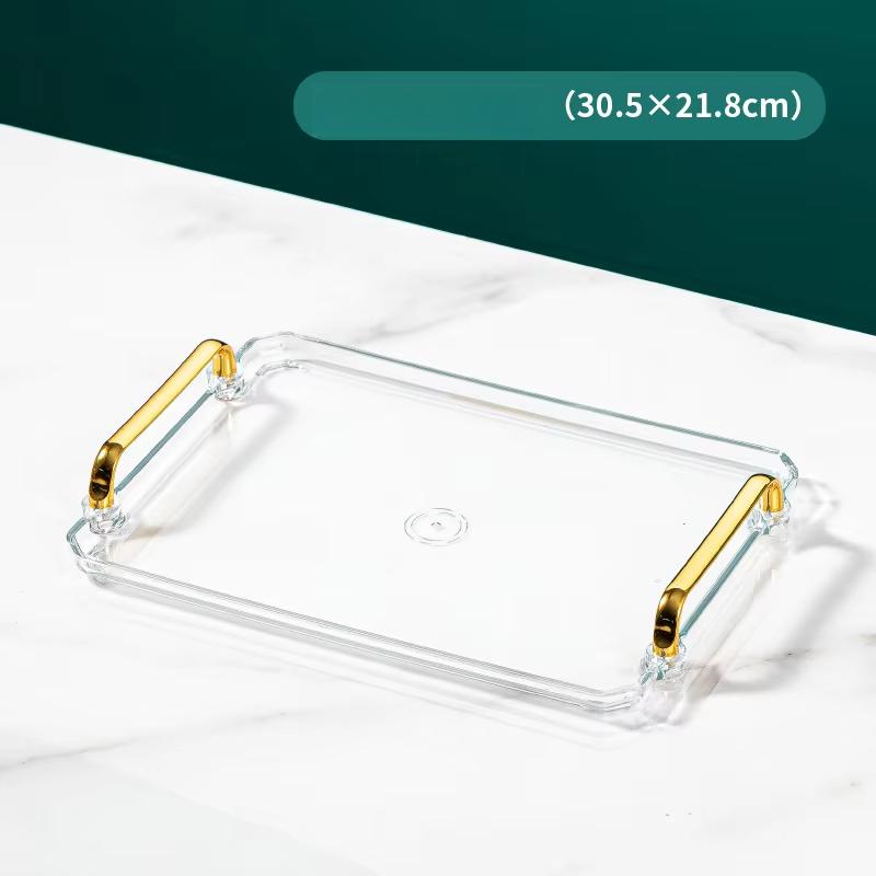 Rectangular Light Luxury European Acrylic Decorative Rectangular with Handle Household Tableware Tray