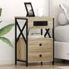 Nightstand Set (2 Pcs) Sonoma Oak Finish 40 X 31 X 60 Cm Engineered Wood