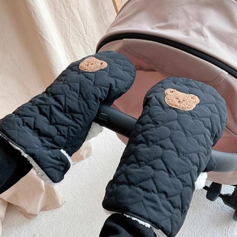 Cartoon Bear Baby Stroller Gloves Toddlers Pram Mittens Windproof Wear-resistant Hand Warmer for Outdoor Activities