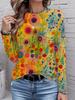 Women's T-Shirt Floral Graphic Plants Retro Long Sleeve O-Neck Pullover Regular Tops Daily 3D Print Autumn Tees Female Clothing
