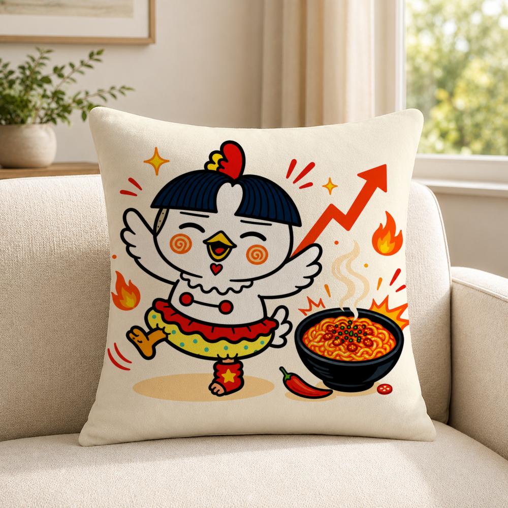 Food SSamyang BBuldak Cushion Cover Soft Short Plush SkinFriendly Cushion Case for MultiScene Use