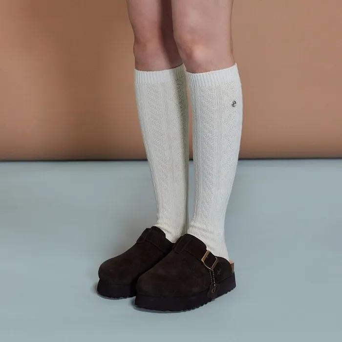 Knee-high wool socks ivory OZAYFA302I