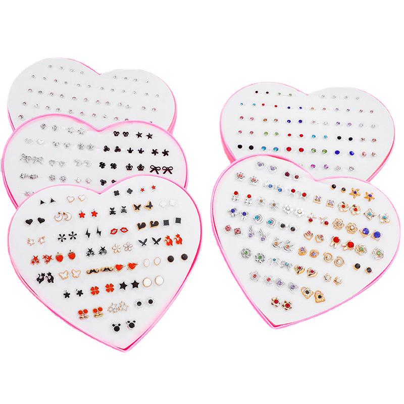Women's Heart Stud Earrings Set in Acrylic Resin - Boxed Jewelry Accessory