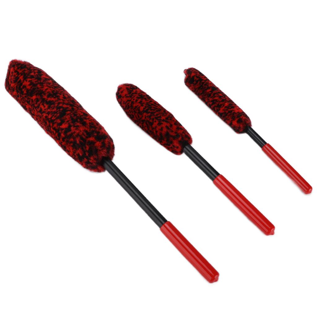 3pcs Detailing Brush Wheel Hub Scrub Cleaning Tool for Car Motorcycles Bicycles Rims Exhaust Pipes