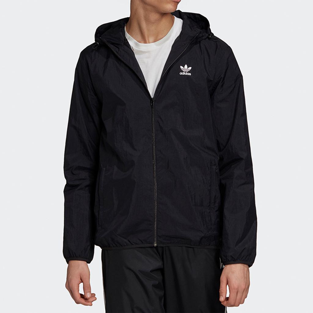 adidas Originals Trefoil Hooded Windbreaker Men Outerwear Black GD2553