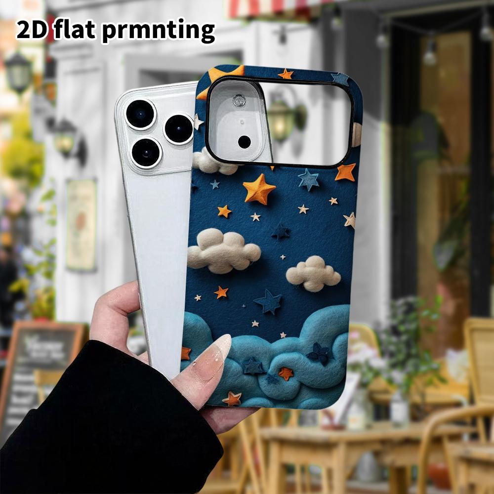 Phone Case: 2D Flat, Fits iPhone 18, 17, 16, 15, 14, 13, 12Pro Protective Case, Felt Starry Sky, Perfect Christmas and Halloween Holiday Gift