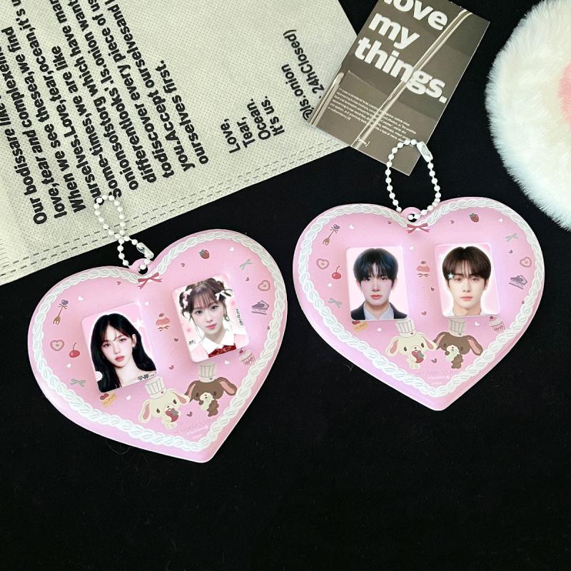 

Photocard Holder With Keychain Cute Pendant Idol Album Photo Card Sleeves Id Bus Bank Credit Card Protector