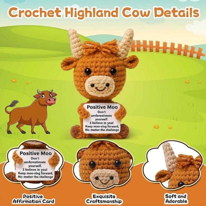 Highland Cow Knitted Doll Cute Alpaca-Like Plush Toy Soft Stuffed Animal Gift