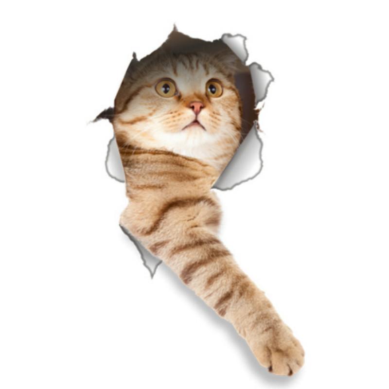 

3d трехмерное украшение для сломанной стены с котенком, крышка для унитаза, наклейка для унитаза, наклейка для ноутбука, наклейка на стену