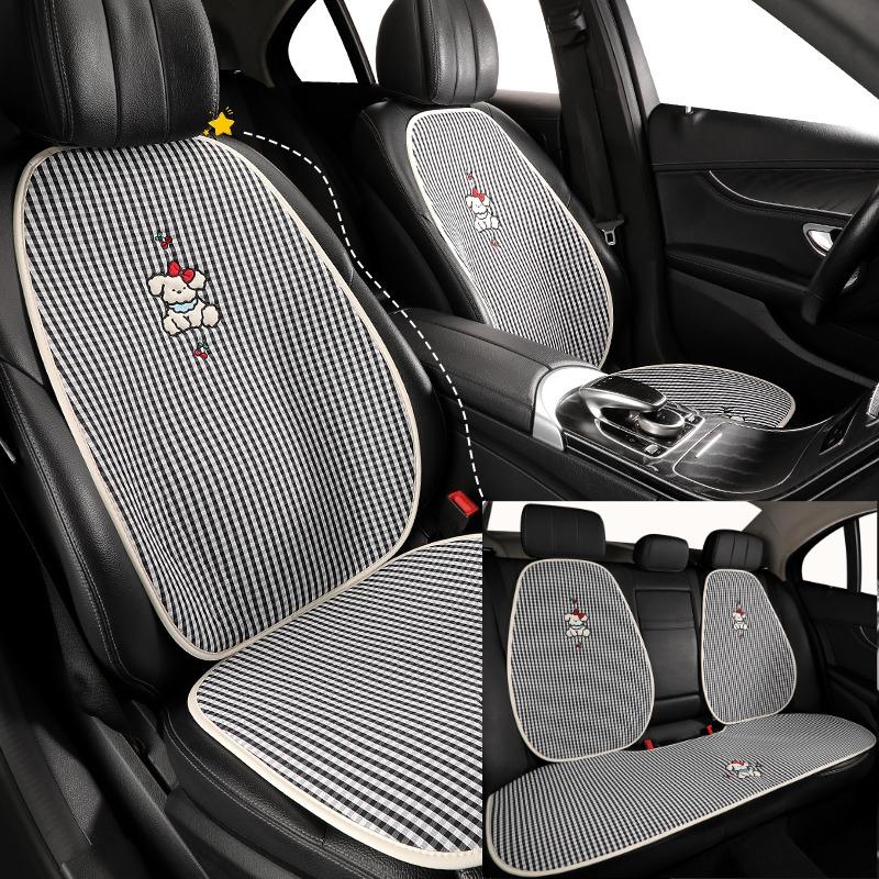 Adorable Cartoon Puppy Car Seat Pad - Exquisite Embroidery, Ultra-Soft & Comfortable, No-Tie Installation, Fits 95% of Car Seats