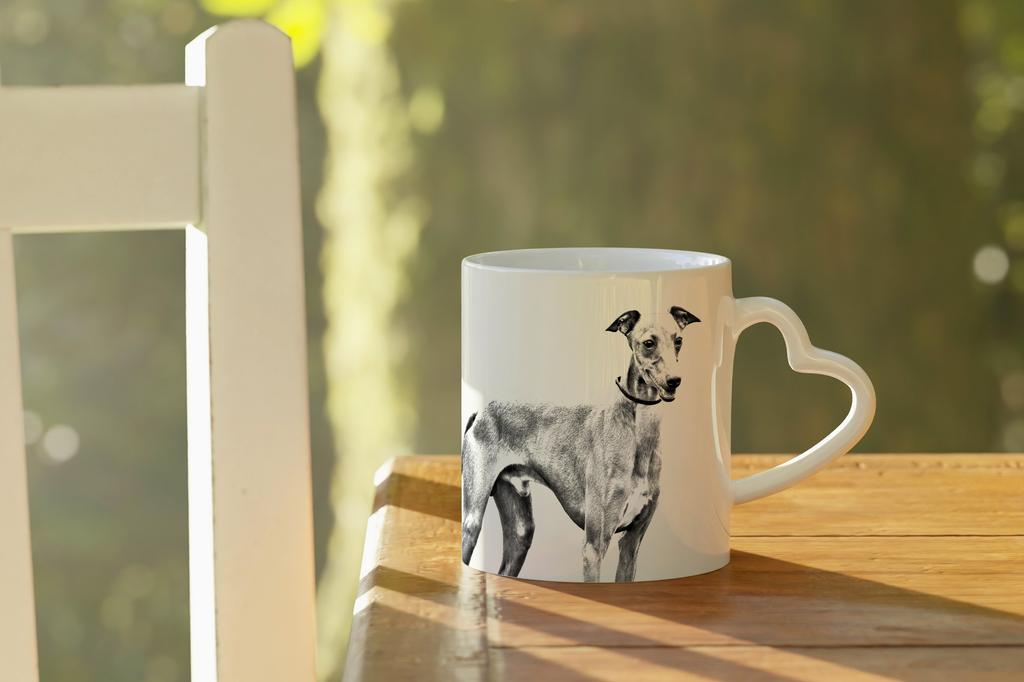 Azawakh, Tuareg Sloughi - cup with a dog, adorable cup with a heart-shaped handle, universal gift from the Art-Dog brand