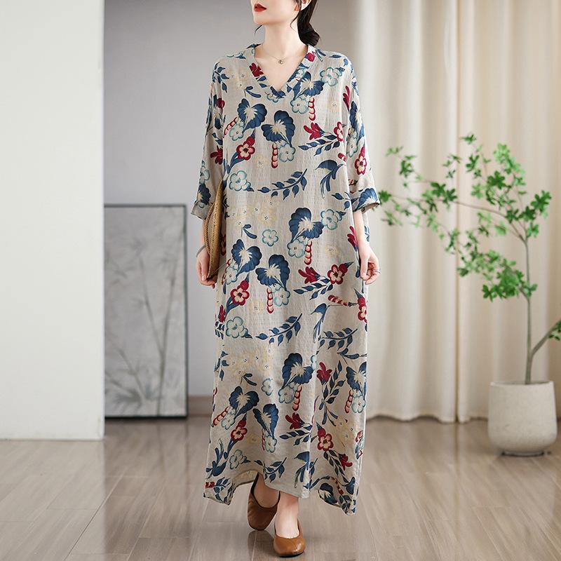 

Ранняя весна Цветочный отпуск Стиль Путешествия Путешествия V-образный вырез Ретро средней длины Скрывающее платье one size