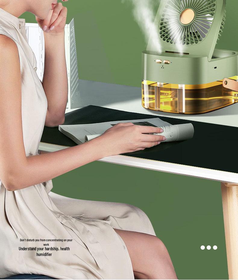 Portable USB Silent Humidifying Spray Fan with Timer & Remote