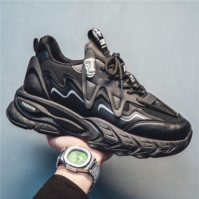 

Весна и осень 2025 года новая мужская обувь корейская версия модных кроссовок для папы мужская повседневная спортивная обувь трендовая обувь Харадзюку 44 чёрный