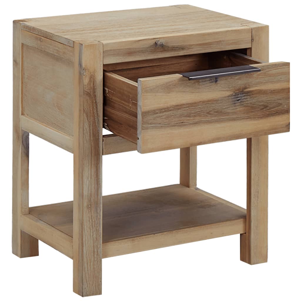 Nightstands with Drawers Set of 2 40 X 30 X 48 Cm Solid Acacia Wood
