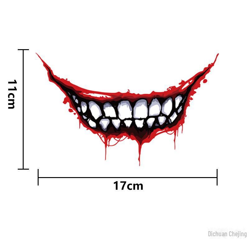 

Наклейки на шлем автомобиля и мотоцикла с изображением кровавых губ злого клоуна на Хэллоуин