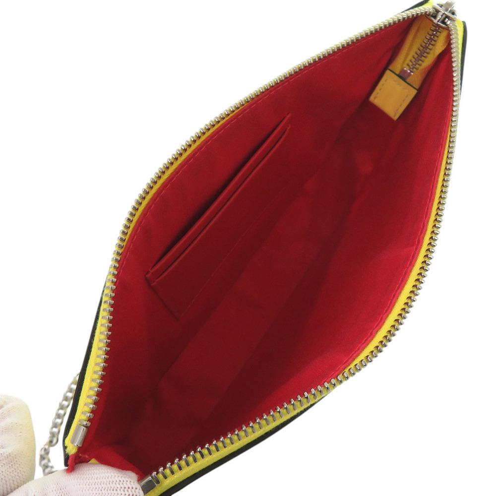 Used AUTHENTIC Christian Louboutin LOUBILA Chain Shoulder Bag Yellow Patent Leather