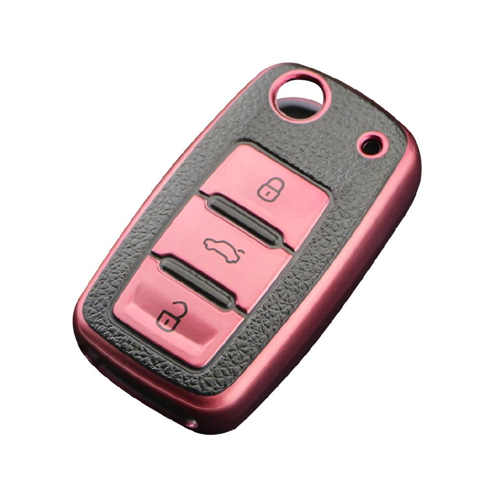 TPU Leder Auto Schlüsselabdeckung Hülle Fob für Volkswagen VW Bora Polo Tiguan Jetta Passat B5 B6 B7 Golf Käfer für Skoda Octavia
