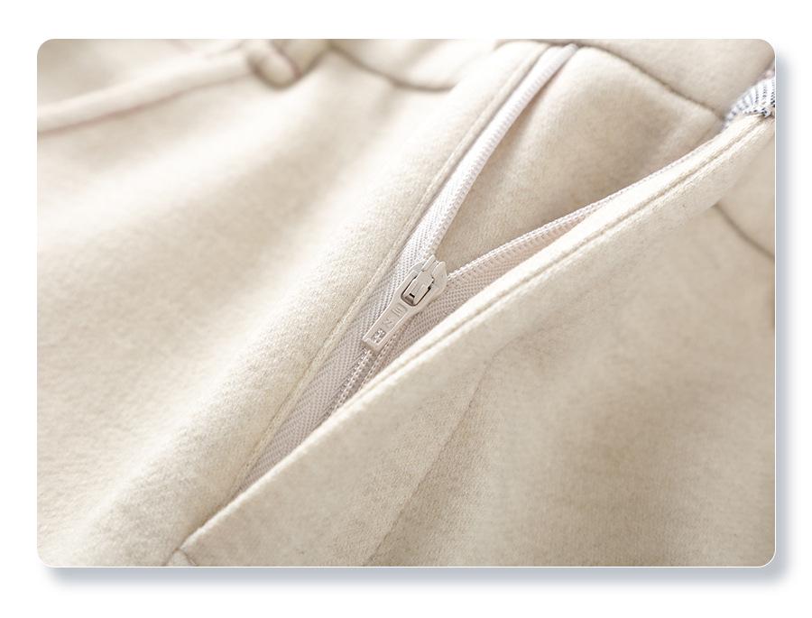 Women's 2024 Beige Cashmere Wide-Leg Pants - Autumn/Winter Style, Drapey Wool Straight-Leg Casuals.