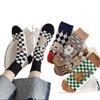 Cute Little Bear Socks, Cartoon Checkerboard Pattern, School Style, Versatile Cotton Socks, Trendy Short Socks