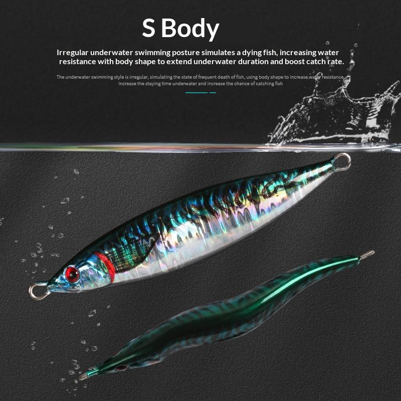 Lead Fish Jig Lure 160g-400g Boat & Sea Fishing Artificial Hard Bait 3D Printed Slow Shaking Without Hooks for Saltwater Fish