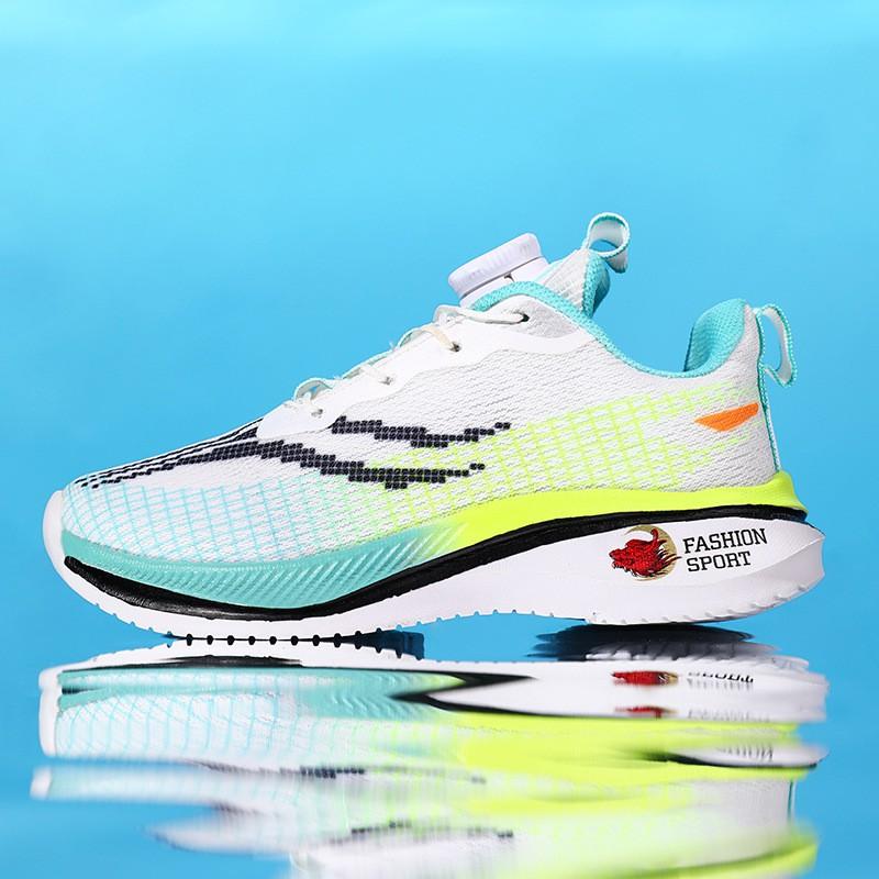 Kids Running Shoes Boys Lightweight Breathable Mesh With Carbon Plate Support Non-Slip Wear-Resistant Outdoor Indoor Sport
