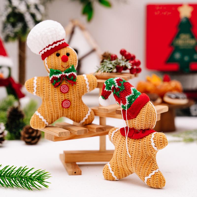 Creative Gingerbread Man Doll Ornament For Christmas Tree Adorable Yellow Hanging Decoration