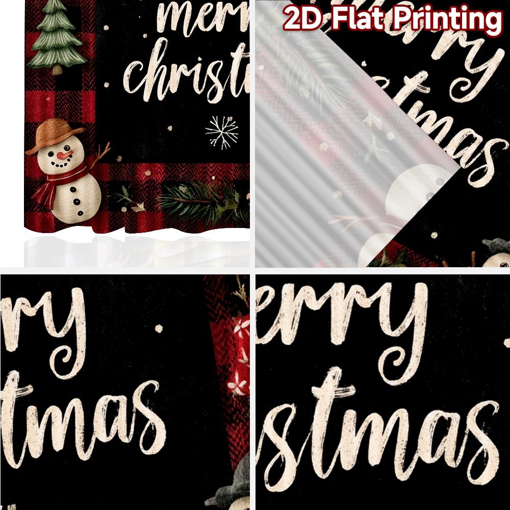 2 Stück, 2D-FLACHDRUCK Vorhänge (Ohne Stange) Festliche Schneeflocken Weihnachts-Festival Mode Vorhänge Polyester Einfache Installation