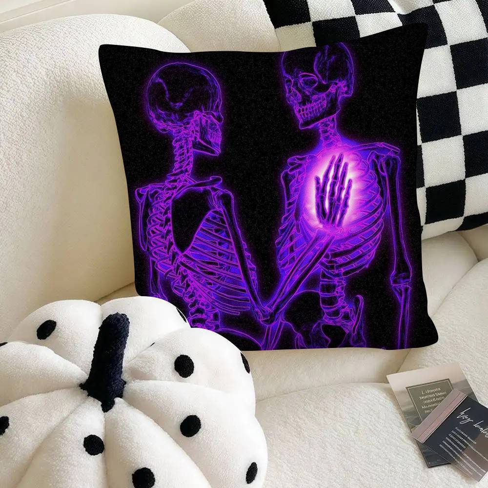 Synth3ticc Creative Skeleton Art Pillow Case Square Pillow Bedroom Sofa Leisure Comfort Cushion Car Home Decoration