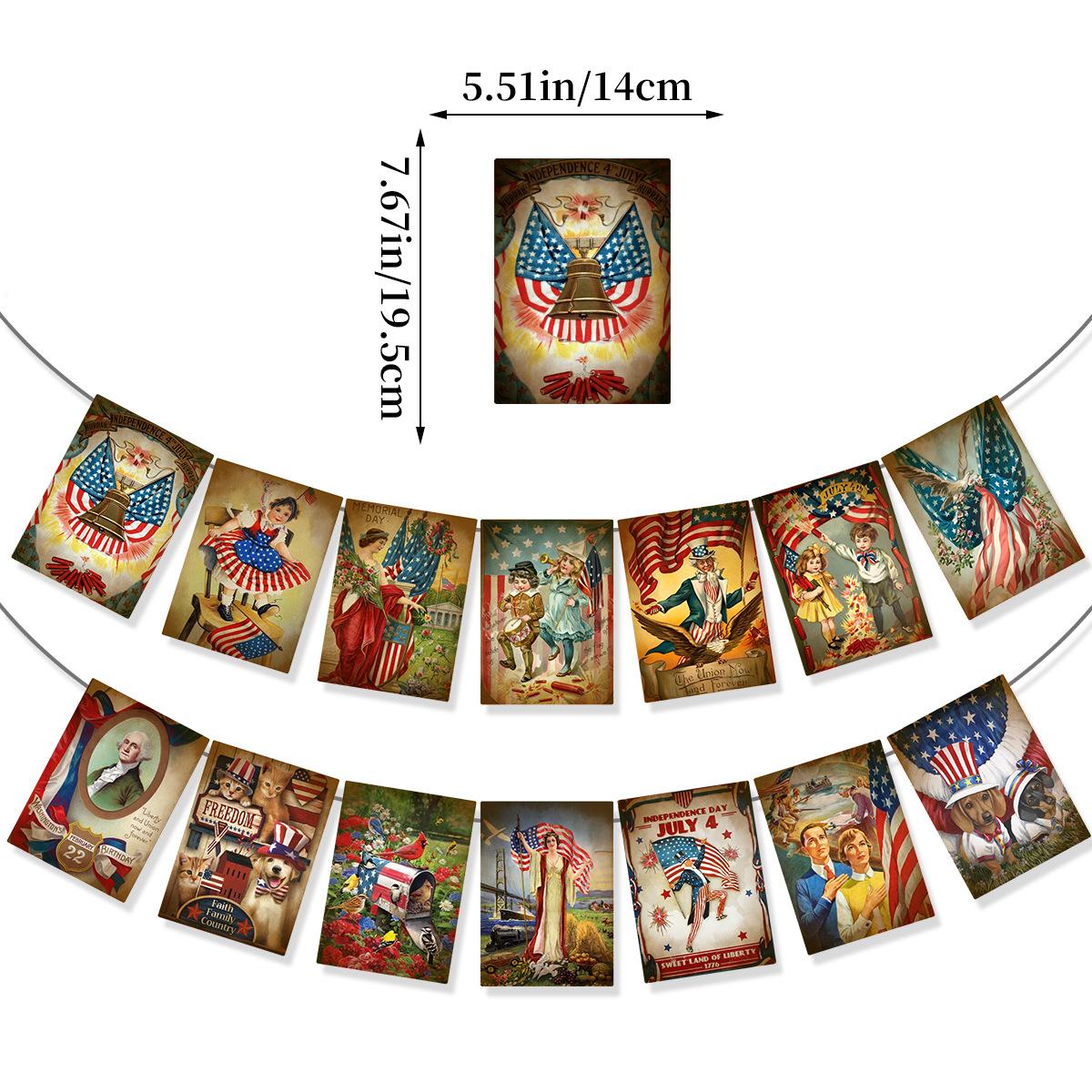 

Vintage Independence Day Theme Party Banner Victorian Style Flags Garland for For 4th of July American National Day Party Decor