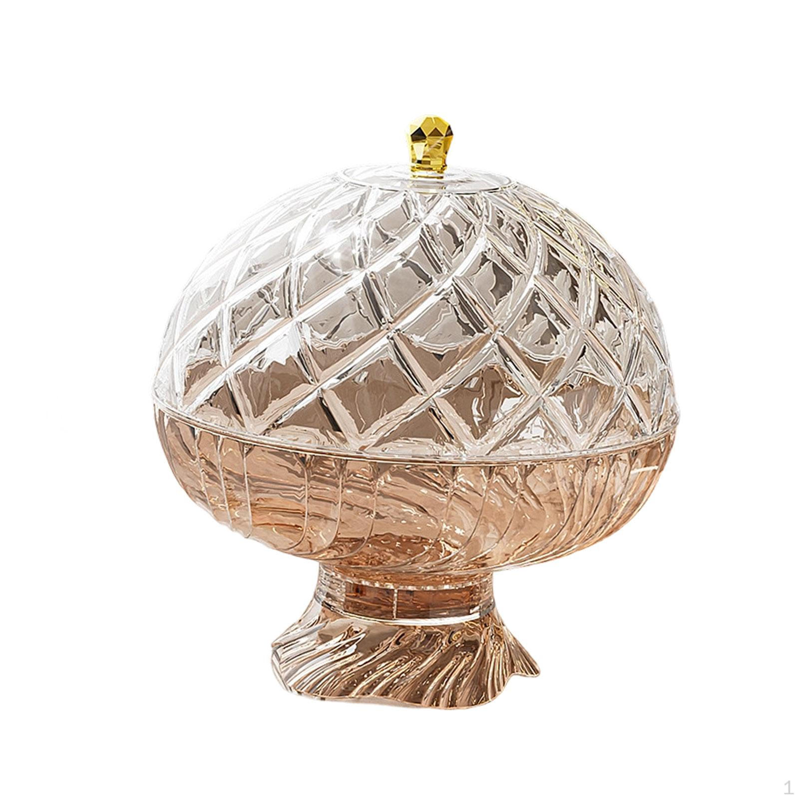 Elegant Fruit Bowl, Snack Storage Bowl with Lid, European Container, Candy Dish for Office, Transparent coffee