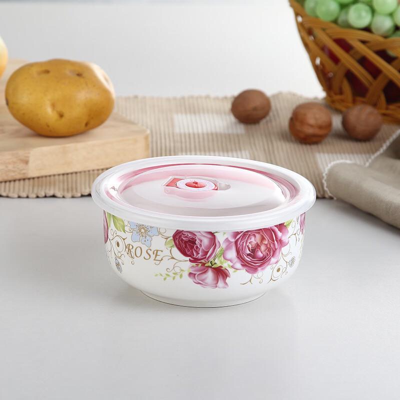 ZISIZ Floral Ceramic Food Storage Bowls Set